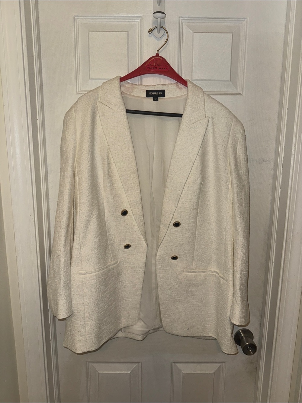Express Women's Cream Double-Breasted Blazer
